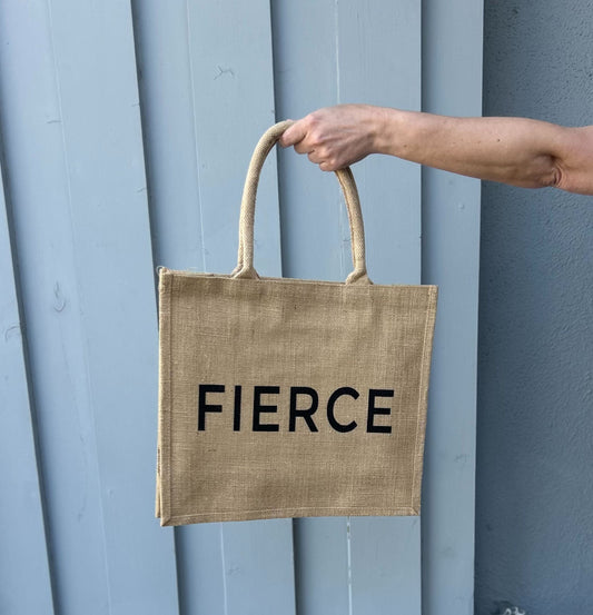 FIERCE Jute Tote Bag